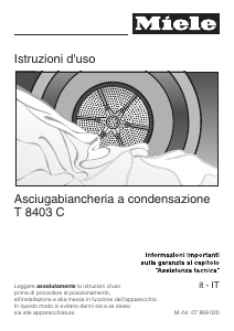 Manuale Miele T 8403 C Asciugatrice