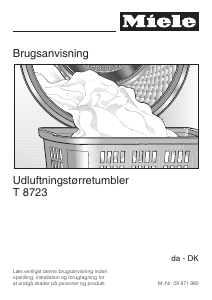 Brugsanvisning Miele T 8723 Tørretumbler