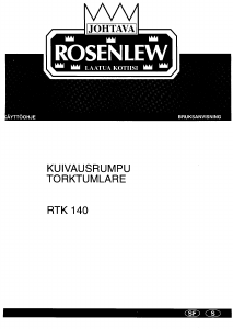 Käyttöohje Rosenlew RTK140 Kuivausrumpu