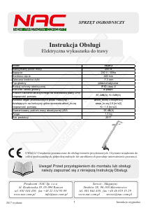 Instrukcja NAC TE25-J Podkaszarka do trawy