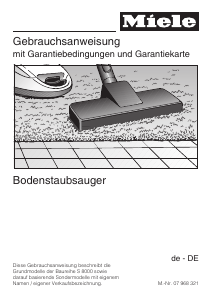 Bedienungsanleitung Miele S 8790 Staubsauger
