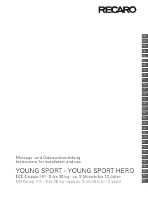 Bruksanvisning Recaro Young Sport Hero Bilbarnestole