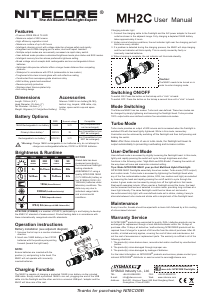 Handleiding Nitecore MH2C Zaklamp