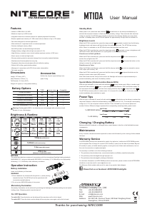 Handleiding Nitecore MT10A Zaklamp