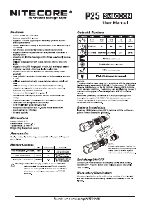 Bruksanvisning Nitecore P25 Smilodon Ficklampa