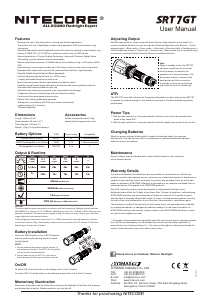 Handleiding Nitecore SRT7GT Zaklamp