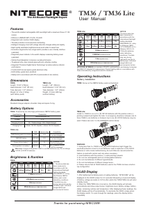 Bruksanvisning Nitecore TM36 Lite Ficklampa