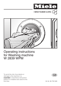 Manual Miele W 2839 WPM Washing Machine