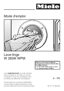 Mode d’emploi Miele W 2839i WPM Lave-linge