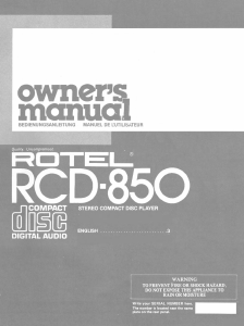 Handleiding Rotel RCD-850 CD speler