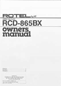 Handleiding Rotel RCD-865BX CD speler