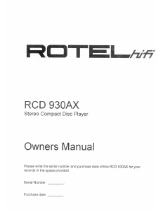 Handleiding Rotel RCD-930AX CD speler
