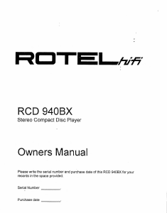 Handleiding Rotel RCD-940BX CD speler