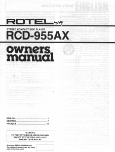 Handleiding Rotel RCD-955AX CD speler