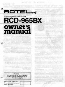 Handleiding Rotel RCD-965BX CD speler