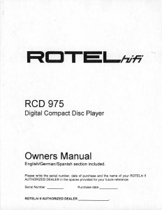 Handleiding Rotel RCD-975 CD speler
