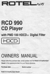 Handleiding Rotel RCD-990 CD speler