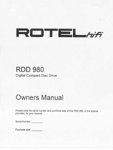 Handleiding Rotel RDD-980 CD speler