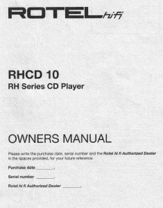 Manual Rotel RHCD-10 CD Player