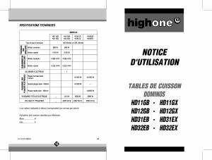 Mode d’emploi High One HD 31 EX Table de cuisson