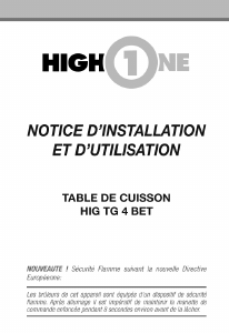 Mode d’emploi High One HIG TG4 BET Table de cuisson