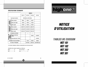 Mode d’emploi High One HOT 202 Table de cuisson