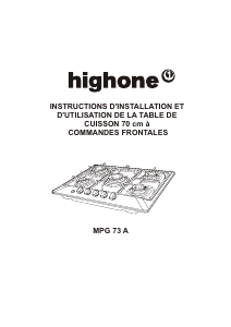 Mode d’emploi High One MPG 73 A Table de cuisson