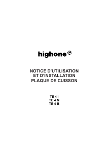 Mode d’emploi High One TE 4 B Table de cuisson