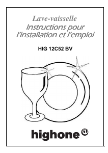 Mode d’emploi High One HIG 12C52 BV Lave-vaisselle