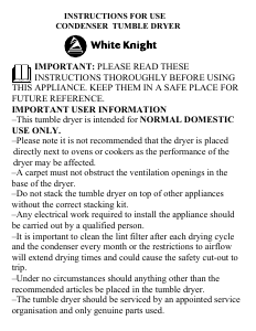 Bruksanvisning White Knight C72AW Torktumlare