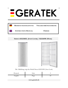 Bedienungsanleitung Geratek Siroco KS2100W Kühlschrank