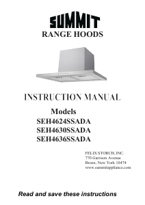 Handleiding Summit SEH4624SSADA Afzuigkap