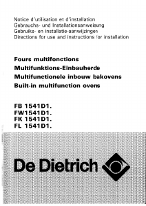 Mode d’emploi De Dietrich FK1541D11 Four