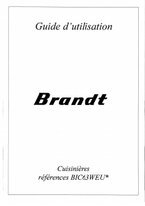 Mode d’emploi Brandt BIC63WEU1 Cuisinière