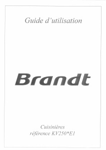 Mode d’emploi Brandt KV250WE1 Cuisinière
