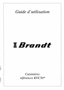 Mode d’emploi Brandt KVC50W Cuisinière