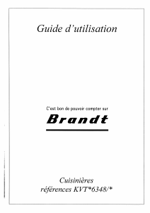 Mode d’emploi Brandt KVTB6348 Cuisinière