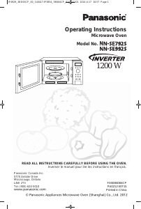 Mode d’emploi Panasonic NN-SE992S Micro-onde