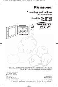 Manual Panasonic NN-SE792S Microwave