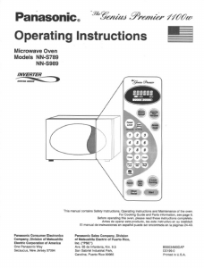 Manual Panasonic NN-S789 Microwave