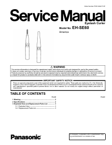 Manual Panasonic EH-SE60V Eyelash Curler