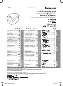 Mode d’emploi Panasonic SR-MS183 Cuiseur à riz
