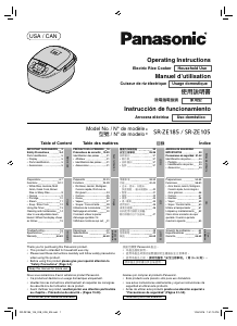 Manual de uso Panasonic SR-ZE185 Arrocera