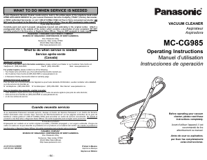 Manual de uso Panasonic MC-CG985 Aspirador