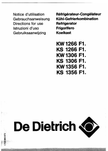 Bedienungsanleitung De Dietrich KS1266F11 Kühl-gefrierkombination