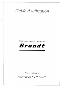 Mode d’emploi Brandt KTB6240 Cuisinière