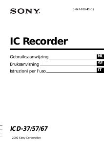 Handleiding Sony ICD-37 Audiorecorder