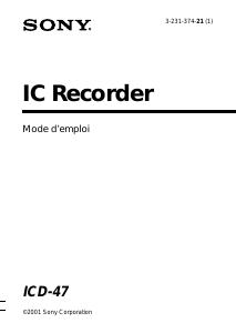 Mode d’emploi Sony ICD-47 Enregistreur numérique