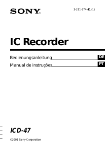 Bedienungsanleitung Sony ICD-47 Diktiergerät