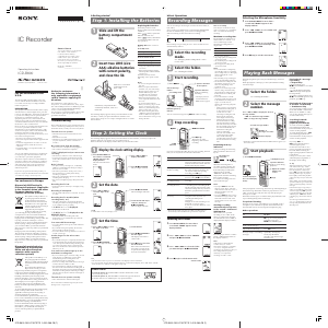 Manual Sony ICD-B600 Audio Recorder
